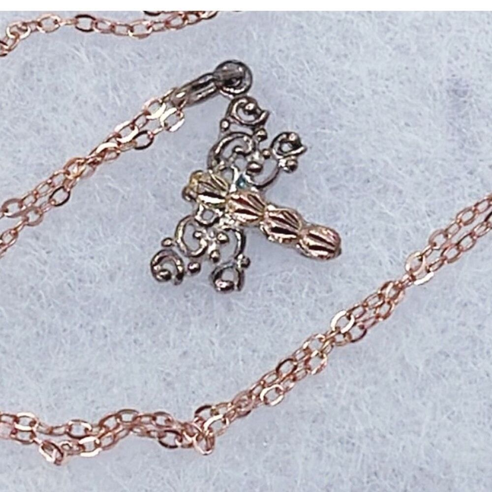 12K rose gold and sterling silver dragonfly necklace